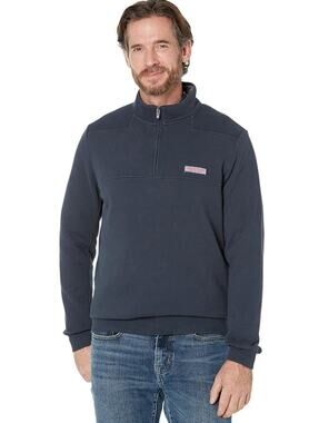VINEYARD VINES Men's Classic Quarter Zip Shep Shirt Large Navy Long Sleeves